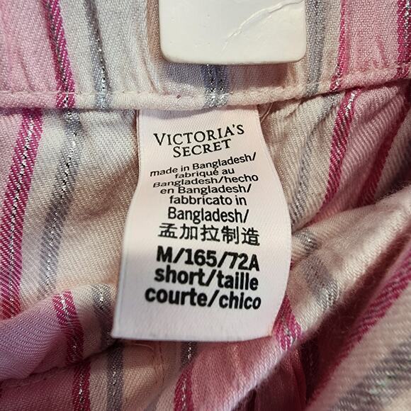 Victoria Secret Pink Metallic Stripe Pajama Set Size M Cotton Modal Blend Iconic - Picture 14 of 15